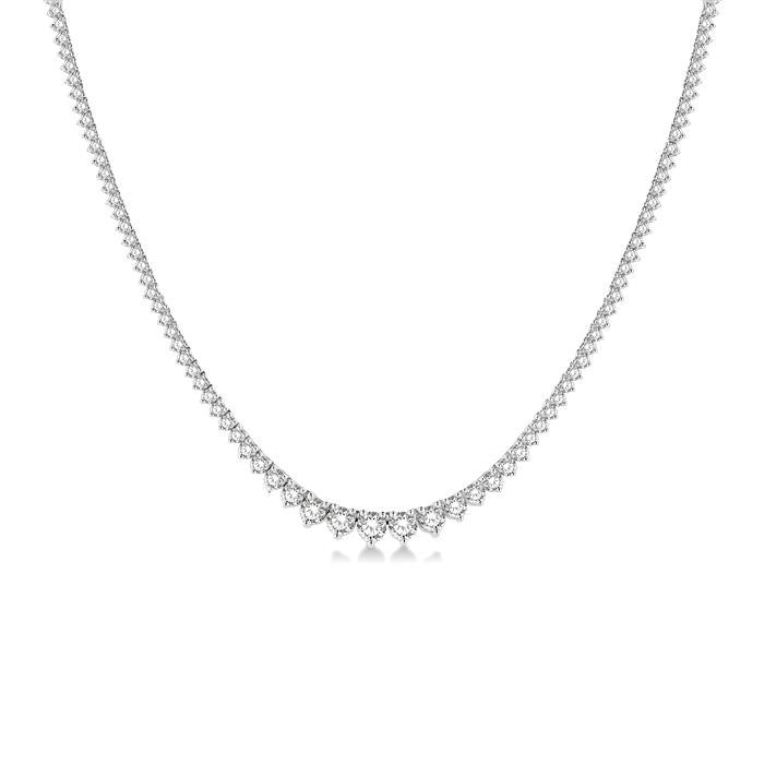 5 Ctw Riviera Round Cut Diamond Necklace in 14K White Gold