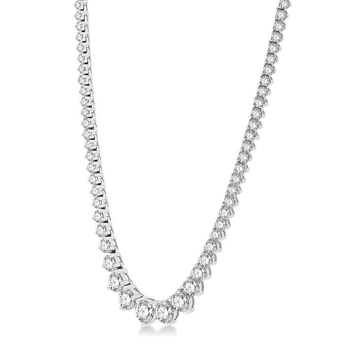 5 Ctw Riviera Round Cut Diamond Necklace in 14K White Gold