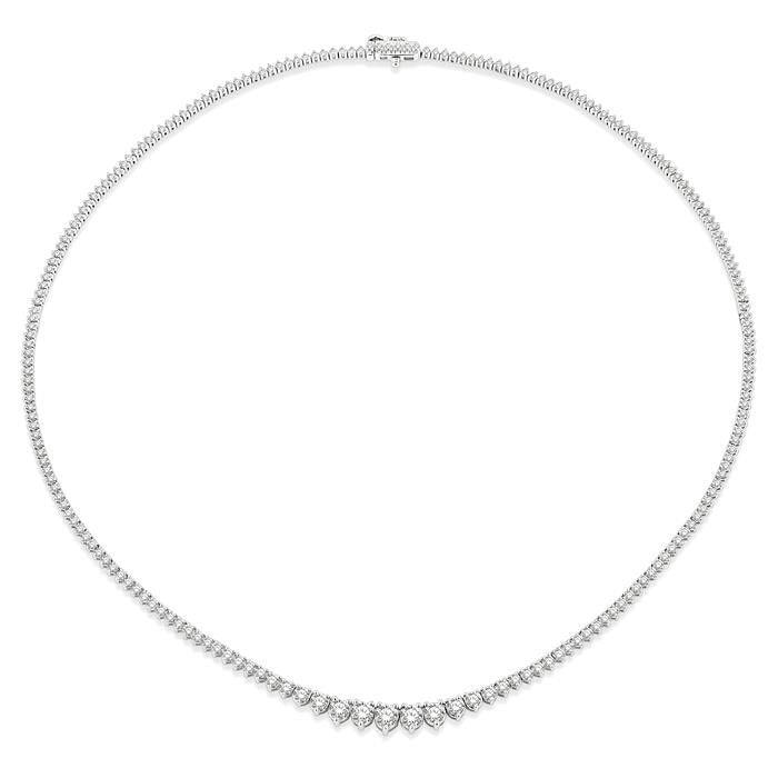 5 Ctw Riviera Round Cut Diamond Necklace in 14K White Gold