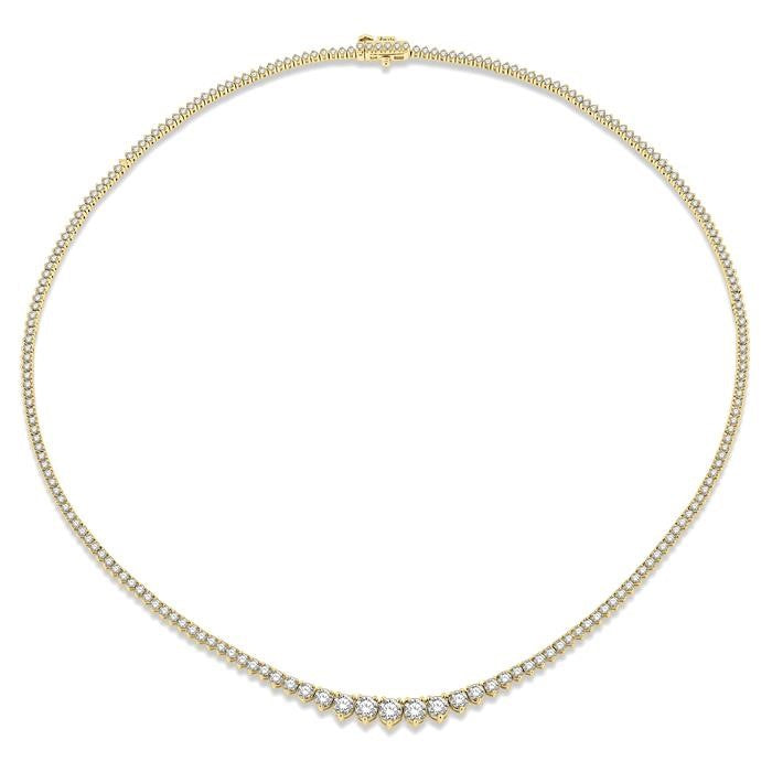 5 Ctw Riviera Round Cut Diamond Necklace in 14K Yellow Gold