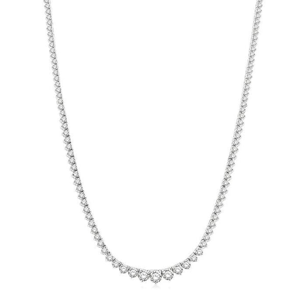 7 Ctw Riviera Round Cut Diamond Necklace in 14K White Gold