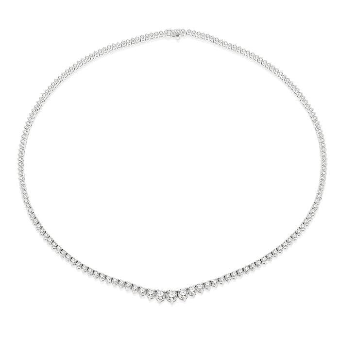 7 Ctw Riviera Round Cut Diamond Necklace in 14K White Gold
