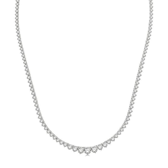7 Ctw Riviera Round Cut Diamond Necklace in 14K White Gold
