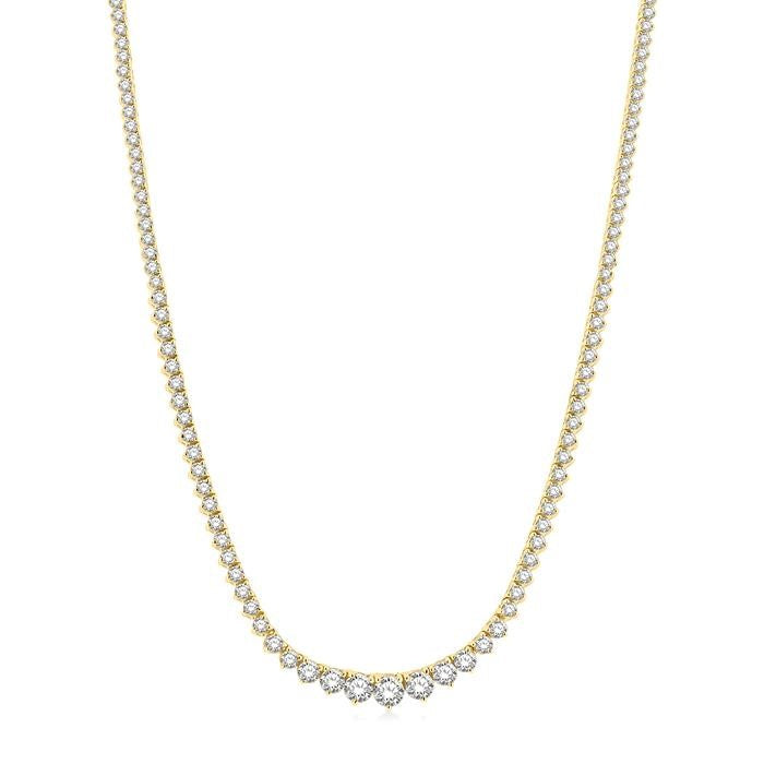 7 Ctw Riviera Round Cut Diamond Necklace in 14K Yellow Gold