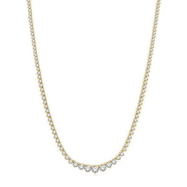 7 Ctw Riviera Round Cut Diamond Necklace in 14K Yellow Gold