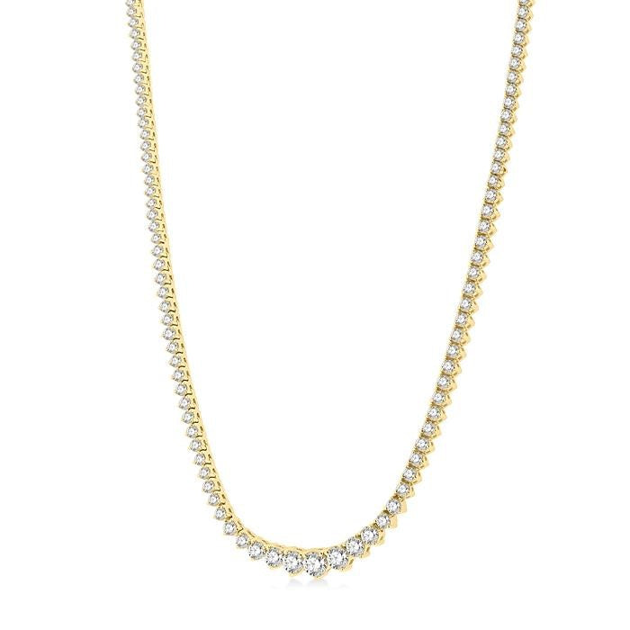 7 Ctw Riviera Round Cut Diamond Necklace in 14K Yellow Gold