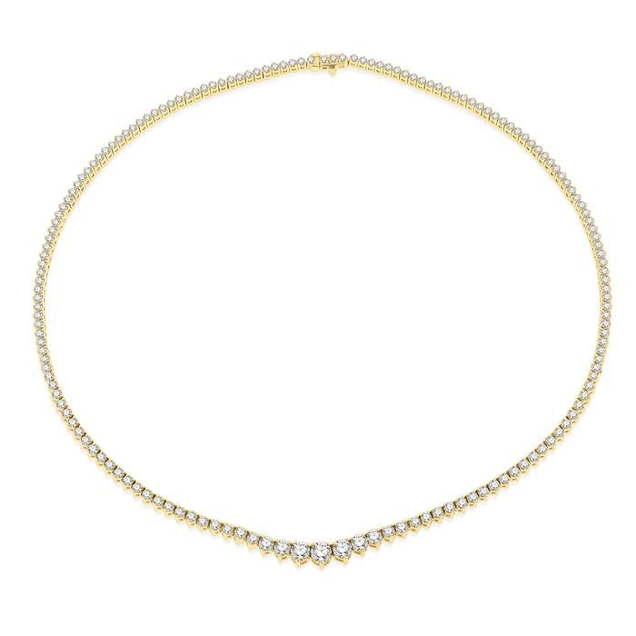 7 Ctw Riviera Round Cut Diamond Necklace in 14K Yellow Gold