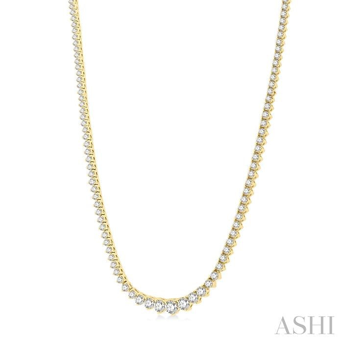 7 Ctw Riviera Round Cut Diamond Necklace in 14K Yellow Gold