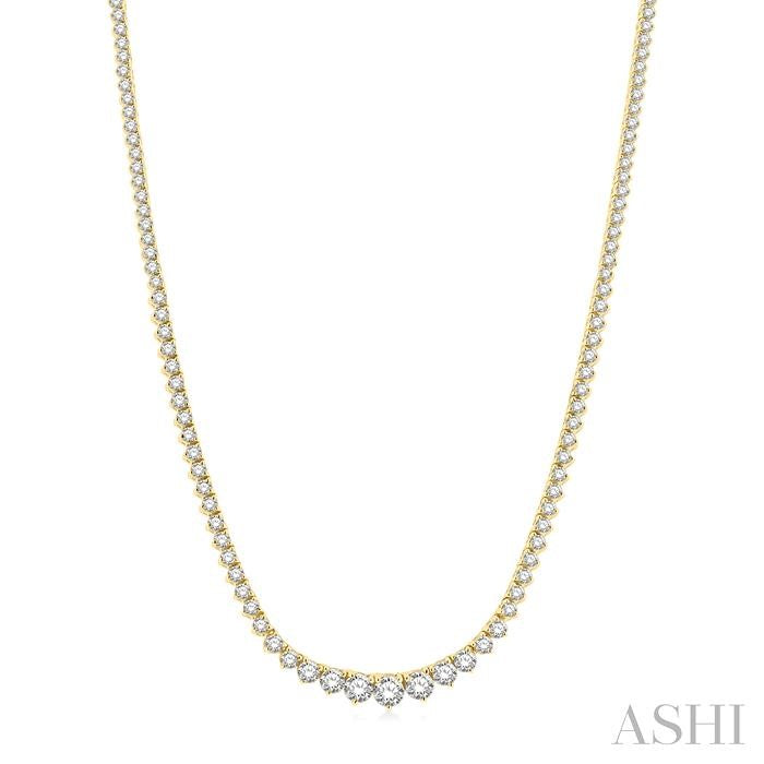 7 Ctw Riviera Round Cut Diamond Necklace in 14K Yellow Gold
