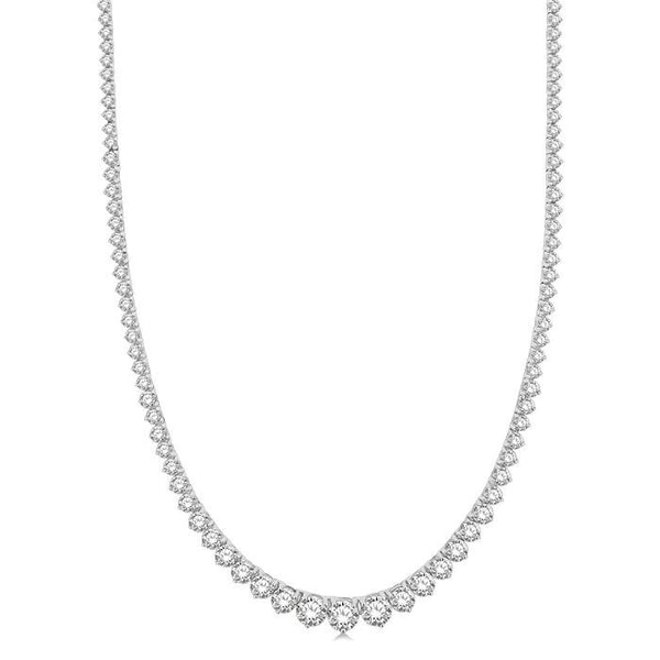 10 Ctw Riviera Round Cut Diamond Necklace in 14K White Gold