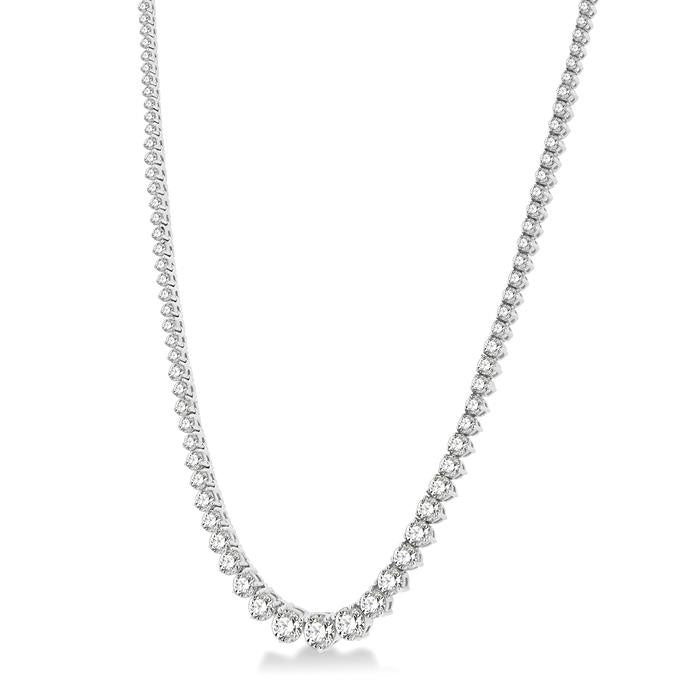 10 Ctw Riviera Round Cut Diamond Necklace in 14K White Gold