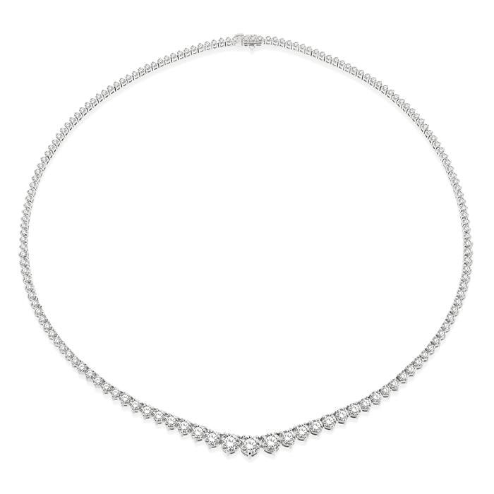 10 Ctw Riviera Round Cut Diamond Necklace in 14K White Gold