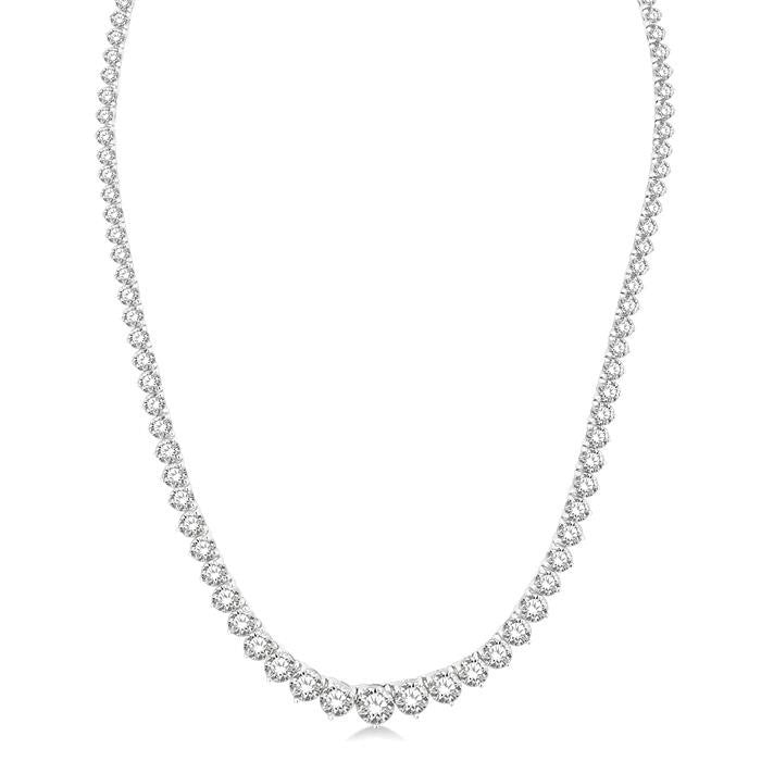 15 Ctw Riviera Round Cut Diamond Necklace in 14K White Gold