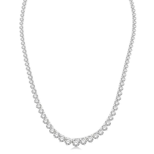 15 Ctw Riviera Round Cut Diamond Necklace in 14K White Gold