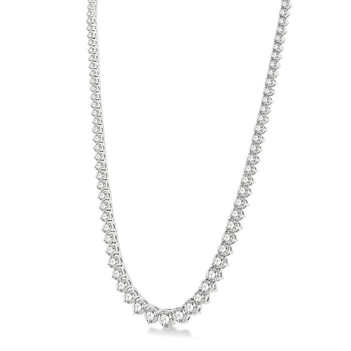 15 Ctw Riviera Round Cut Diamond Necklace in 14K White Gold