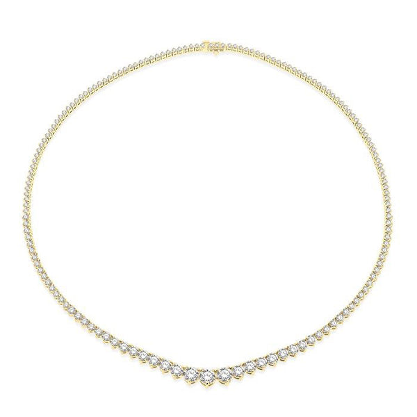 10 Ctw Riviera Round Cut Diamond Necklace in 14K Yellow Gold