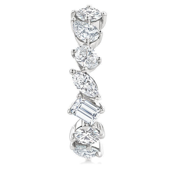 1 1/2 Ctw Scatter Mixed Diamond Cut Fashion Half Hoop Earrings in 14K White Gold