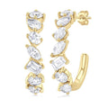 Mixed Shape Scatter Diamond Fashion Half Hoop Earrings