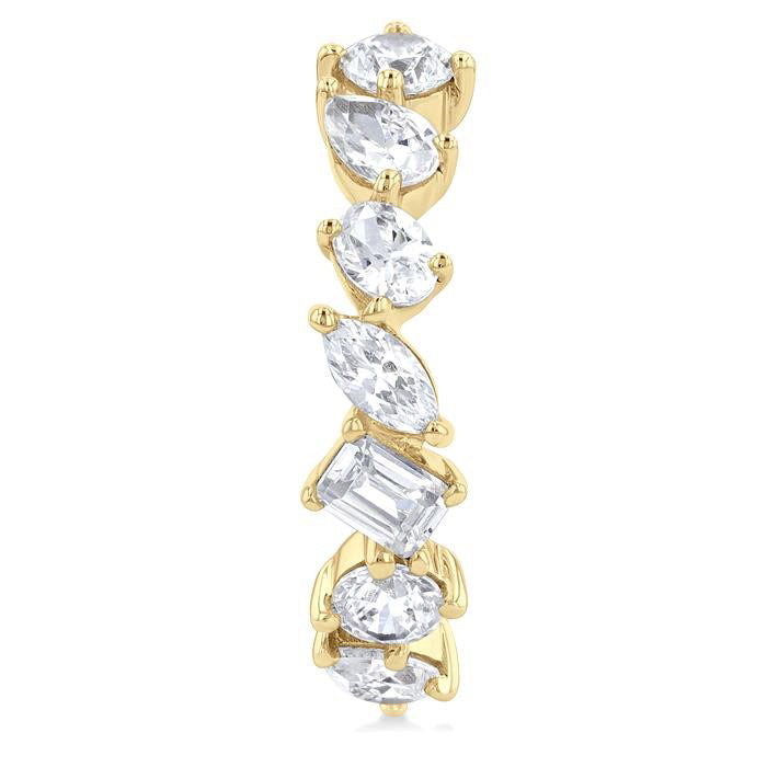 Mixed Shape Scatter Diamond Fashion Half Hoop Earrings