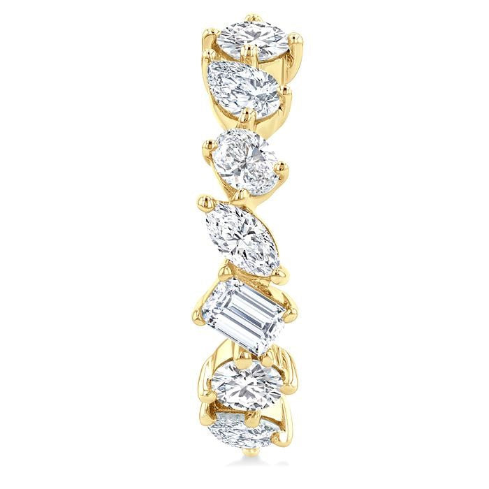 1 1/2 Ctw Scatter Mixed Diamond Cut Fashion Half Hoop Earrings in 14K Yellow Gold