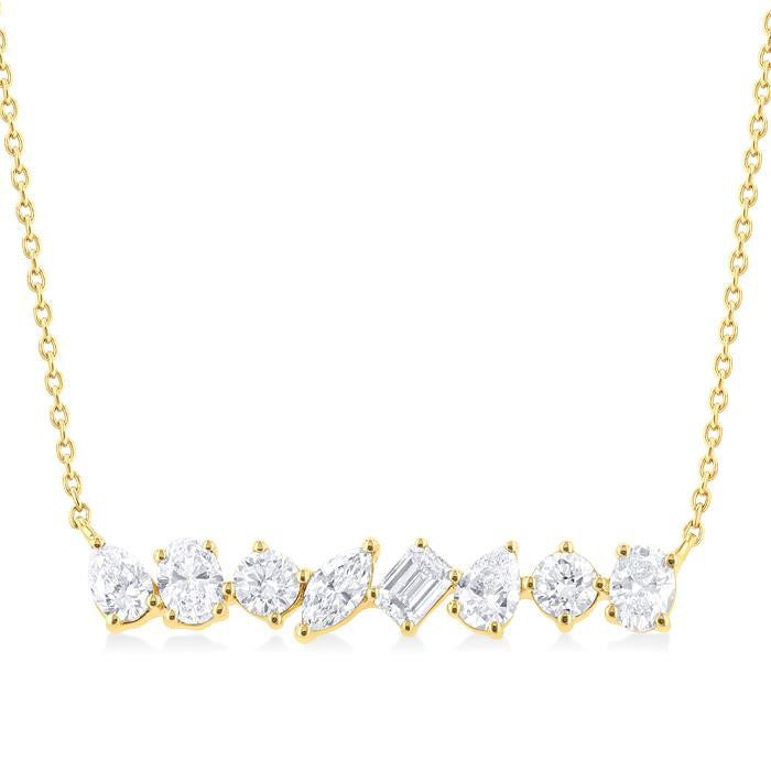 Mixed Shape Scatter Diamond Bar Fashion Necklace