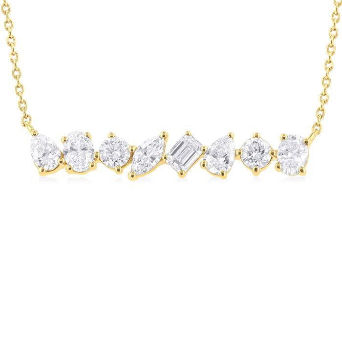 Mixed Shape Scatter Diamond Bar Fashion Necklace
