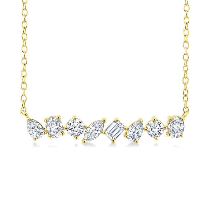 1 1/10 Ctw Scatter Multi Cut Diamond Fashion Necklace in 14K Yellow Gold