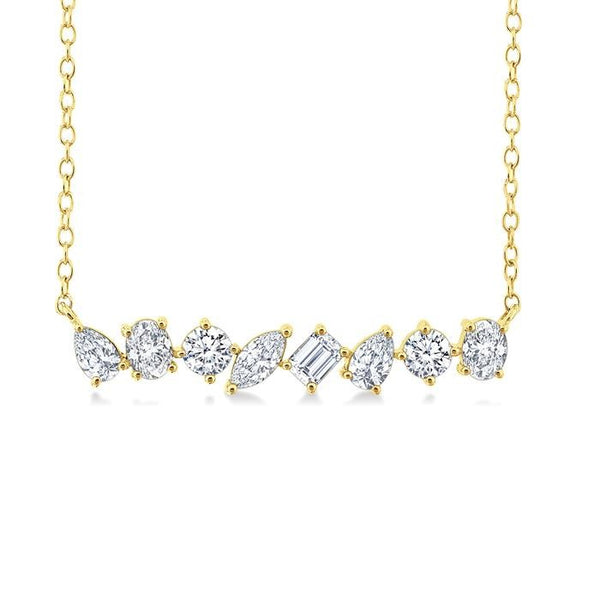 1 1/10 Ctw Scatter Multi Cut Diamond Fashion Necklace in 14K Yellow Gold