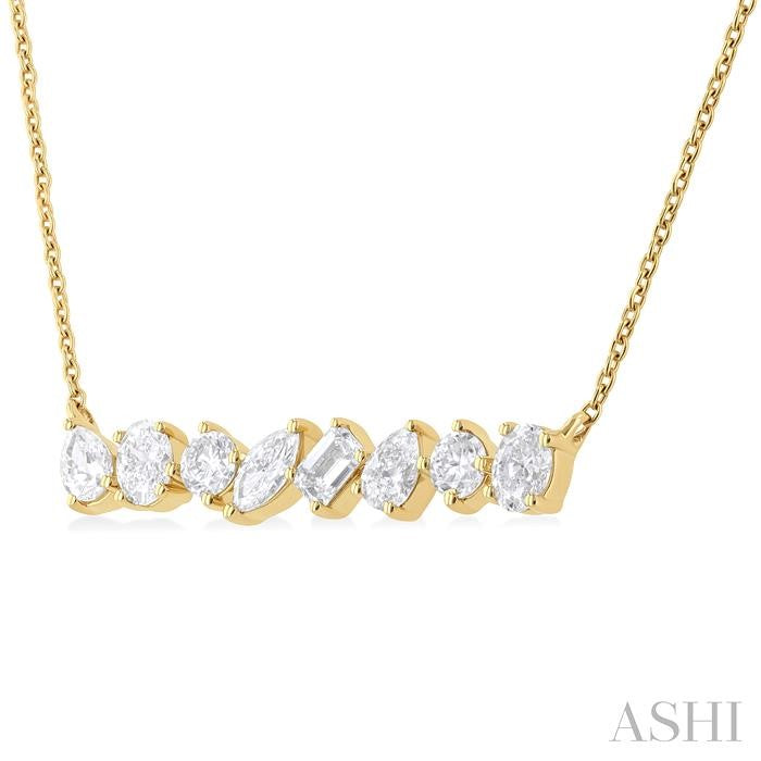 1 1/10 Ctw Scatter Multi Cut Diamond Fashion Necklace in 14K Yellow Gold