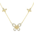 1/3 Ctw Butterfly Motif Round Cut Diamond Fashion Station Necklace in 10K Yellow Gold