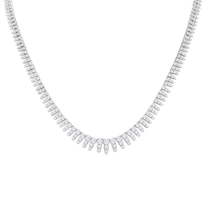 5 Ctw Graduated Round Cut Waterfall Diamond Necklace in 14K White Gold