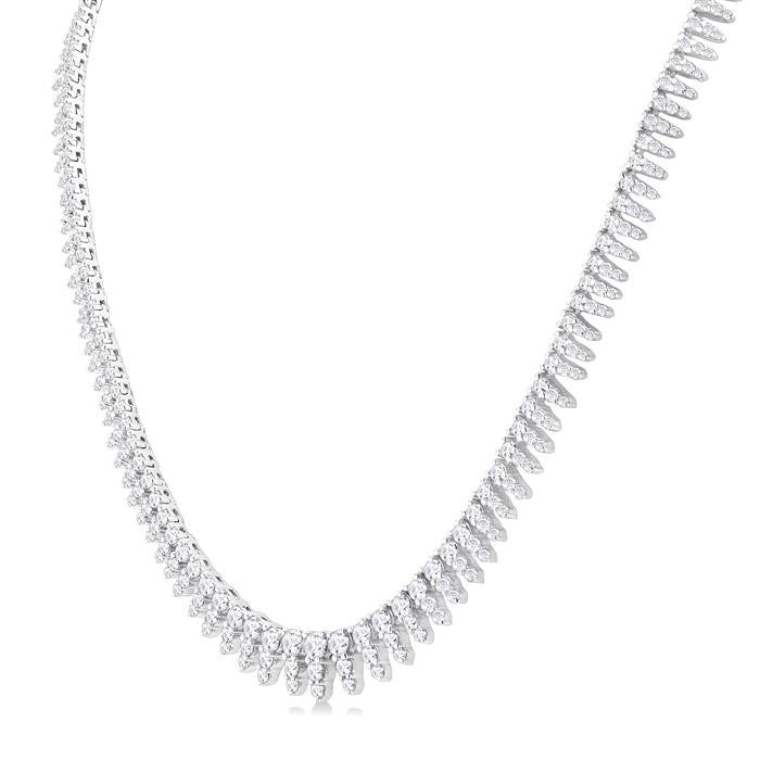5 Ctw Graduated Round Cut Waterfall Diamond Necklace in 14K White Gold
