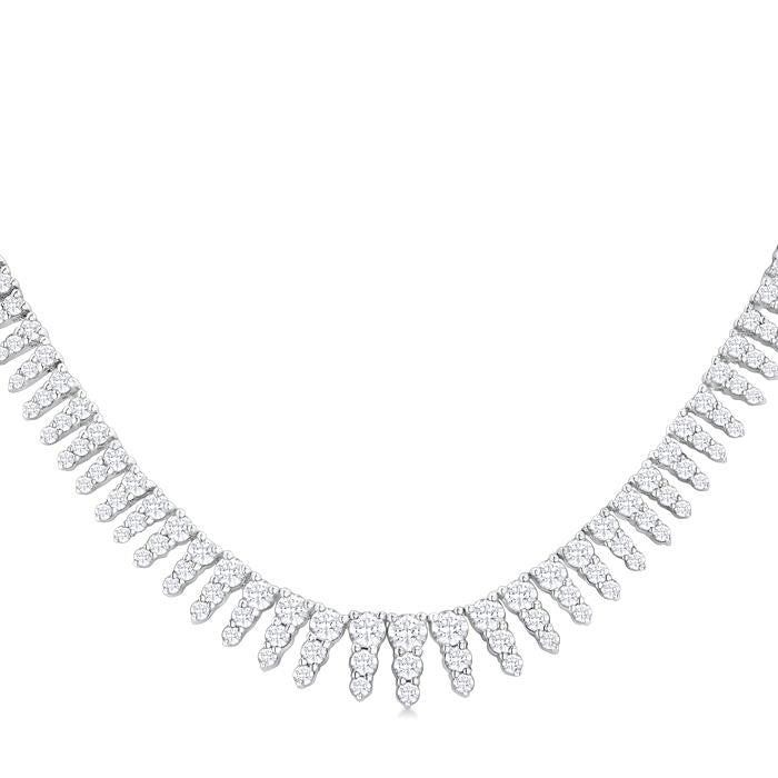 5 Ctw Graduated Round Cut Waterfall Diamond Necklace in 14K White Gold