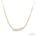 1 1/2 Ctw Round Cut Diamond Split Twin Row Center Tennis Necklace in 14K Yellow Gold
