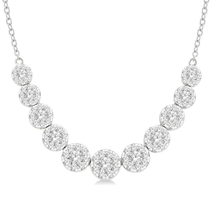 1 1/2 Ctw Round Cut Shine Bright Diamond Necklace in 14K White Gold