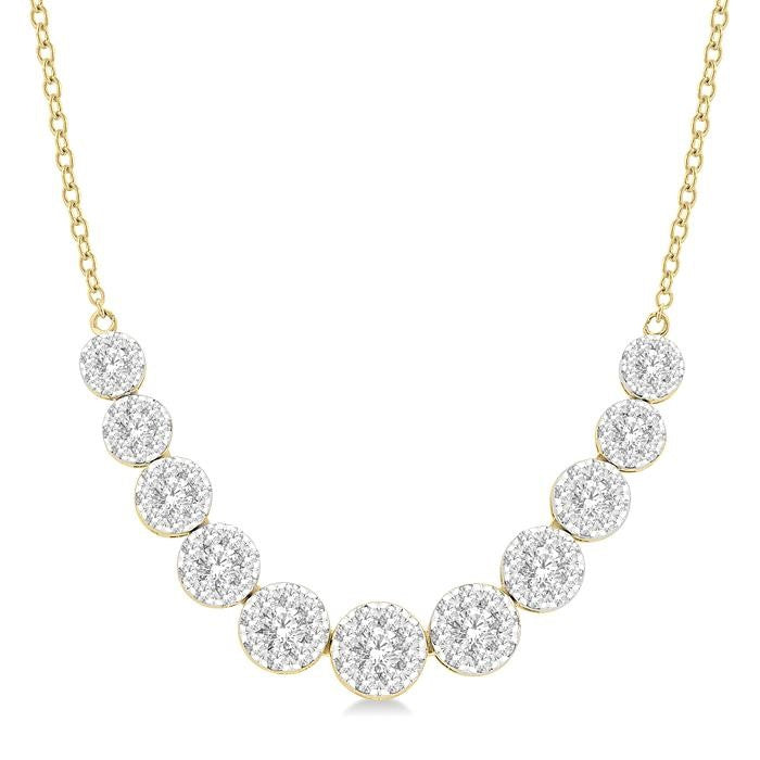 1 1/2 Ctw Round Cut Shine Bright Diamond Necklace in 14K Yellow and White Gold