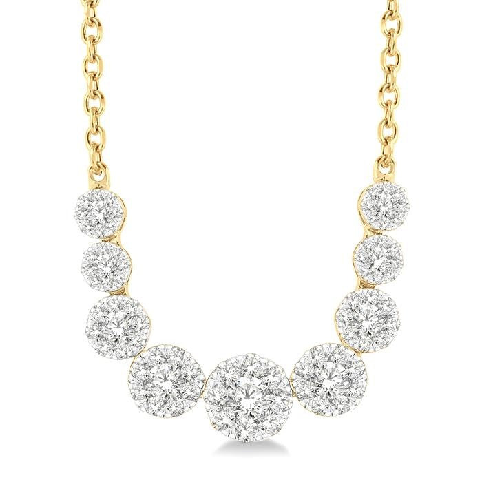 1 Ctw Round Cut Diamond Shine Bright Necklace in 14K Yellow and White Gold