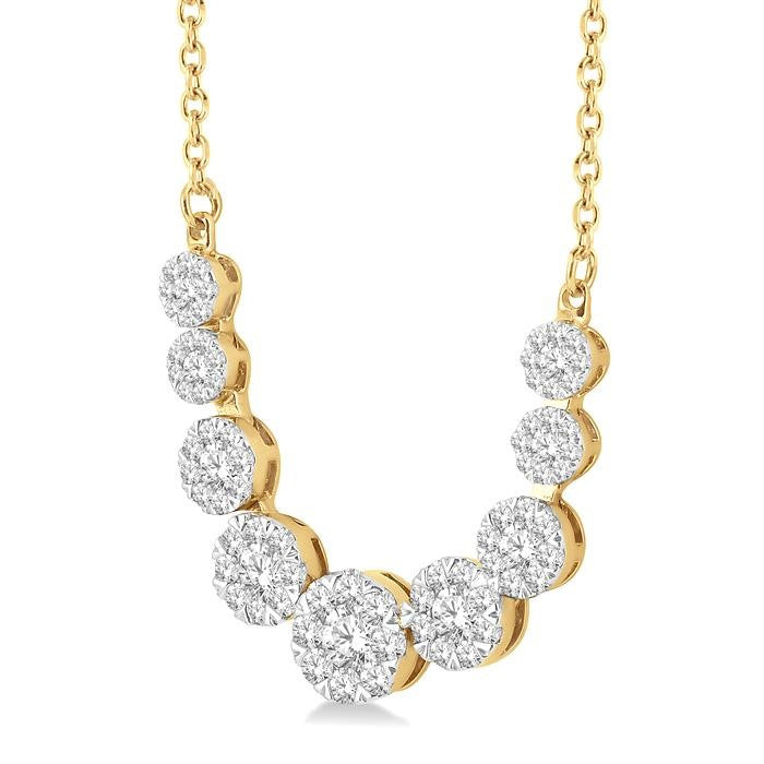 1 Ctw Round Cut Diamond Shine Bright Necklace in 14K Yellow and White Gold