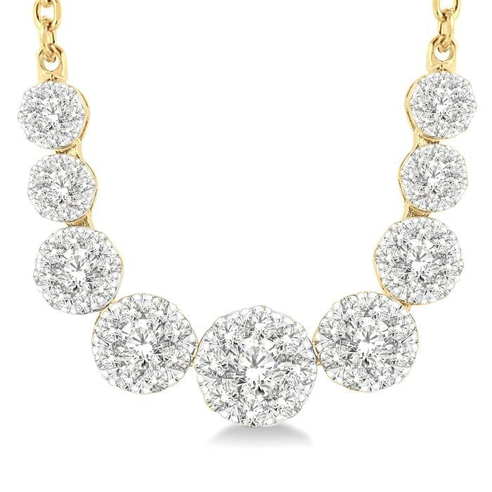 1 Ctw Round Cut Diamond Shine Bright Necklace in 14K Yellow and White Gold