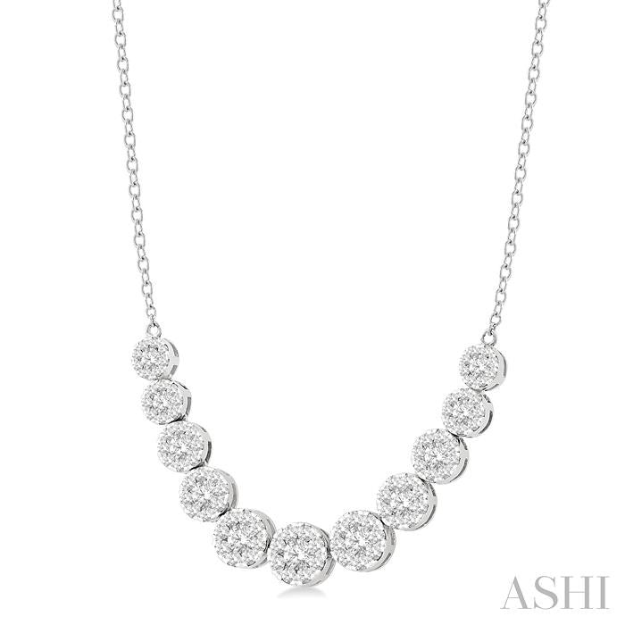 1 1/2 Ctw Round Cut Shine Bright Diamond Necklace in 14K White Gold