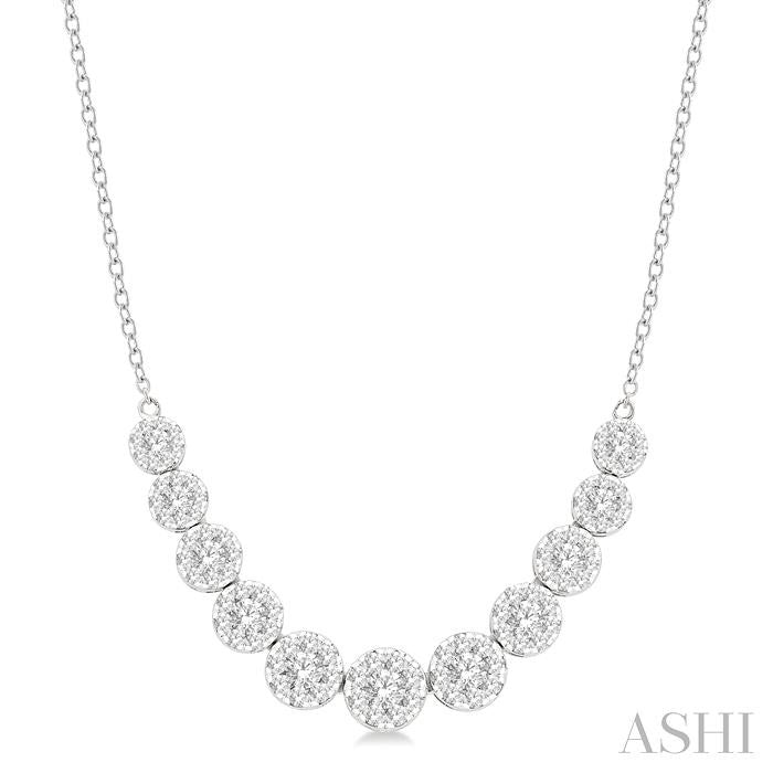 1 1/2 Ctw Round Cut Shine Bright Diamond Necklace in 14K White Gold
