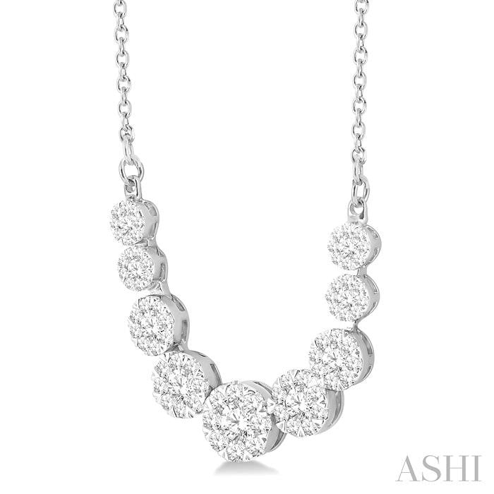 1 Ctw Round Cut Shine Bright Diamond Necklace in 14K White Gold