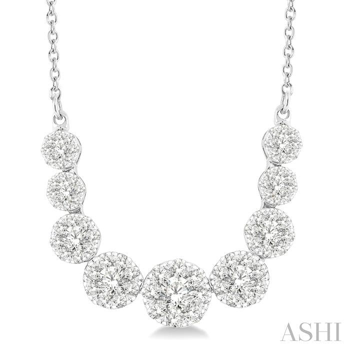 1 Ctw Round Cut Shine Bright Diamond Necklace in 14K White Gold