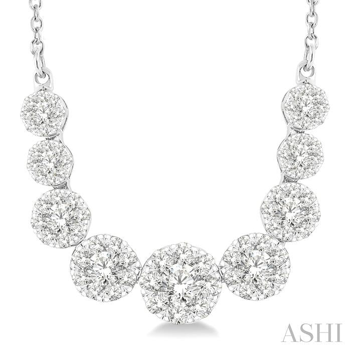 1 Ctw Round Cut Shine Bright Diamond Necklace in 14K White Gold