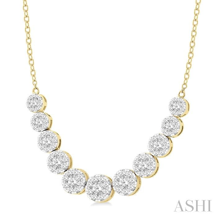 1 1/2 Ctw Round Cut Shine Bright Diamond Necklace in 14K Yellow and White Gold