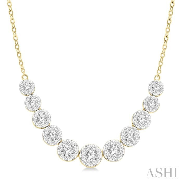 1 1/2 Ctw Round Cut Shine Bright Diamond Necklace in 14K Yellow and White Gold