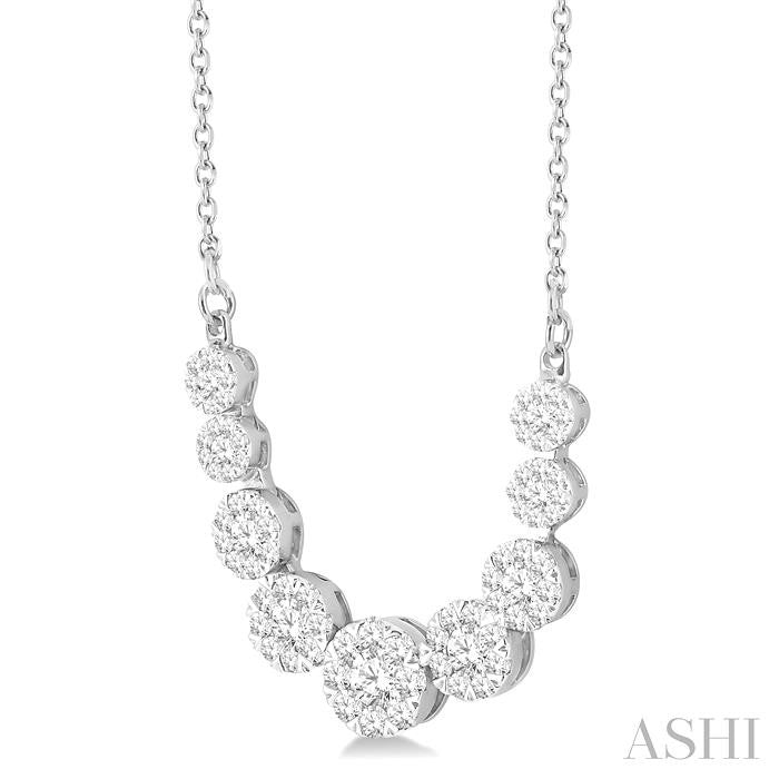 1 Ctw Round Cut Shine Bright Diamond Necklace in 14K White Gold