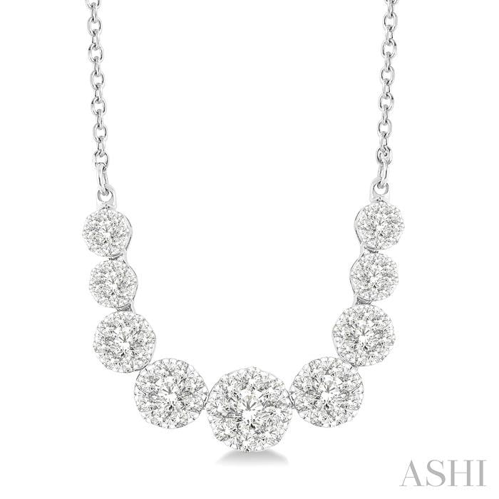 1 Ctw Round Cut Shine Bright Diamond Necklace in 14K White Gold