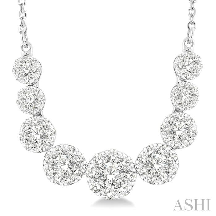 1 Ctw Round Cut Shine Bright Diamond Necklace in 14K White Gold