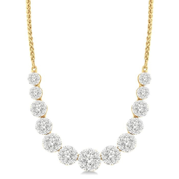 2 Ctw Round Cut Diamond Shine Bright Necklace in 14K Yellow and White Gold